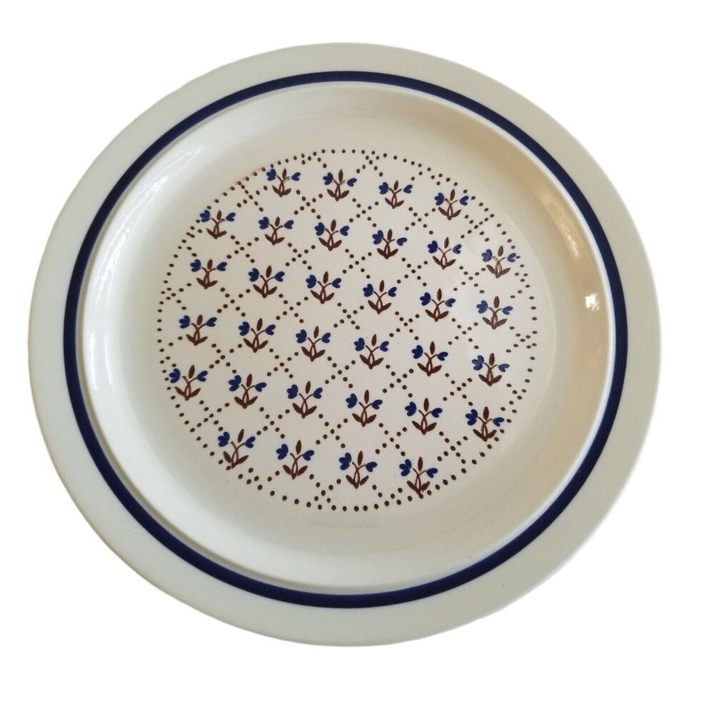 Stoneware Platter BLUE BLOSSOM Japan Ovenware Oven Safe Brown Blue Serving Dish